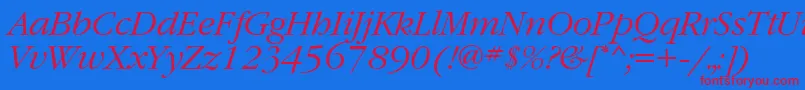 GaramondgttItalic Font – Red Fonts on Blue Background