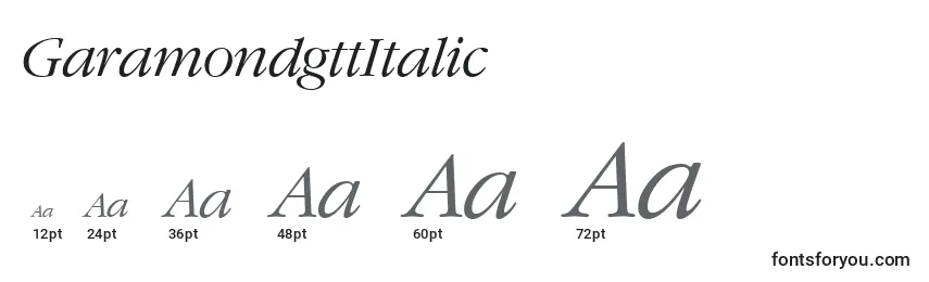 Размеры шрифта GaramondgttItalic
