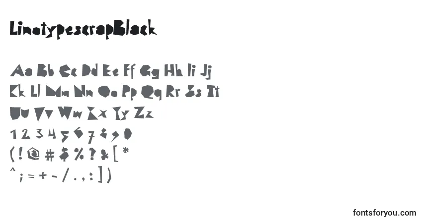Czcionka LinotypescrapBlack – alfabet, cyfry, specjalne znaki