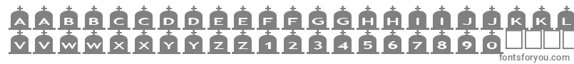 Asgravestones3-fontti – harmaat kirjasimet valkoisella taustalla