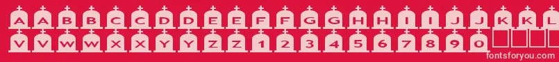 Asgravestones3-fontti – vaaleanpunaiset fontit punaisella taustalla