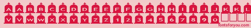 フォントAsgravestones3 – ピンクの背景に赤い文字