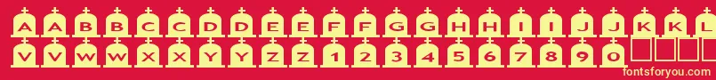 フォントAsgravestones3 – 黄色の文字、赤い背景