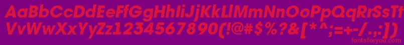 Fonte AAvantetckHeavyitalic – fontes vermelhas em um fundo violeta