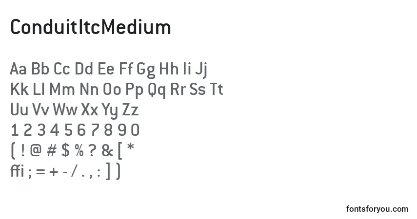 Шрифт ConduitItcMedium – алфавит, цифры, специальные символы