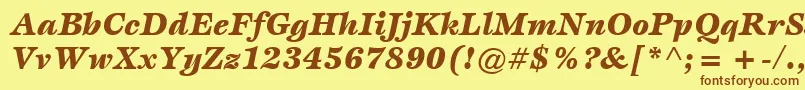 Fonte ItcEspritLtBlackItalic – fontes marrons em um fundo amarelo