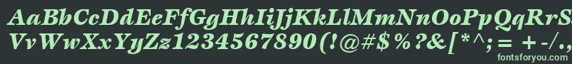 ItcEspritLtBlackItalic-fontti – vihreät fontit mustalla taustalla