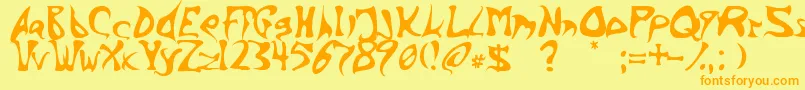 BarbedInk Font – Orange Fonts on Yellow Background