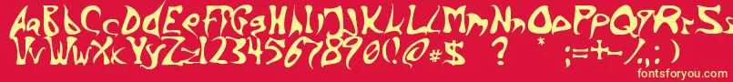 BarbedInk Font – Yellow Fonts on Red Background