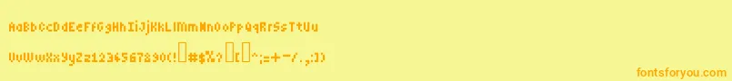 Minipower-Schriftart – Orangefarbene Schriften auf gelbem Hintergrund