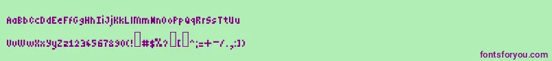 Minipower-Schriftart – Violette Schriften auf grünem Hintergrund