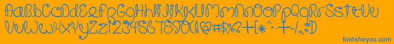 Czcionka CrushedOutGirlPen – niebieskie czcionki na pomarańczowym tle