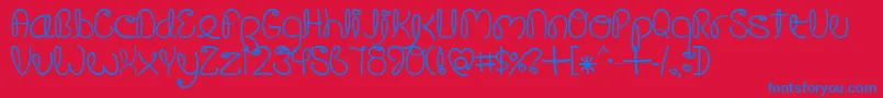 CrushedOutGirlPen-Schriftart – Blaue Schriften auf rotem Hintergrund