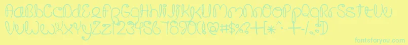 CrushedOutGirlPen Font – Green Fonts on Yellow Background