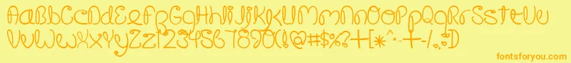 Шрифт CrushedOutGirlPen – оранжевые шрифты на жёлтом фоне