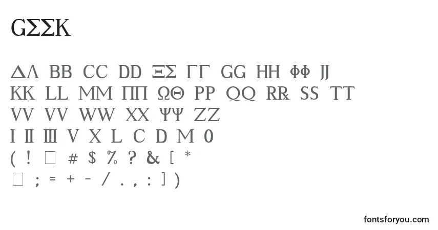 Czcionka Geek – alfabet, cyfry, specjalne znaki
