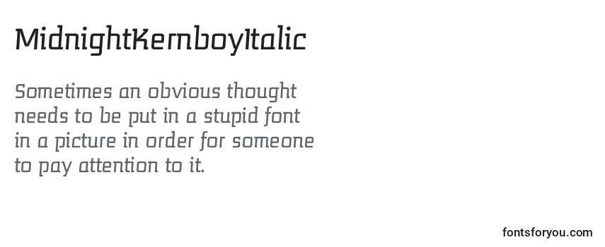Review of the MidnightKernboyItalic (113180) Font