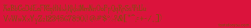 ManchuriaNormal-Schriftart – Braune Schriften auf rotem Hintergrund
