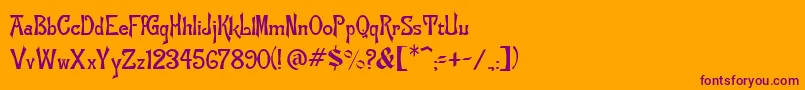 ManchuriaNormal-Schriftart – Violette Schriften auf orangefarbenem Hintergrund