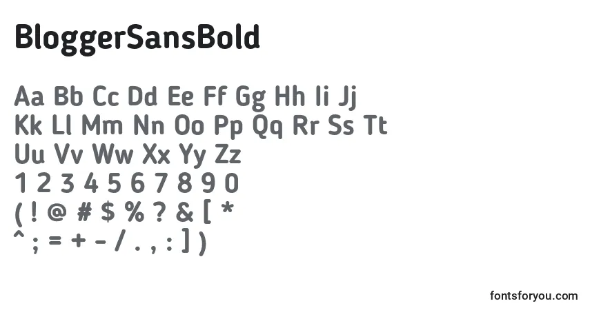 Шрифт BloggerSansBold – алфавит, цифры, специальные символы
