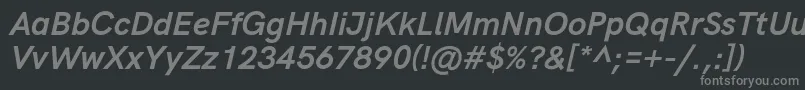HkgroteskBolditalic-fontti – harmaat kirjasimet mustalla taustalla