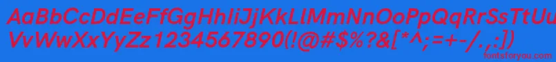 HkgroteskBolditalic Font – Red Fonts on Blue Background