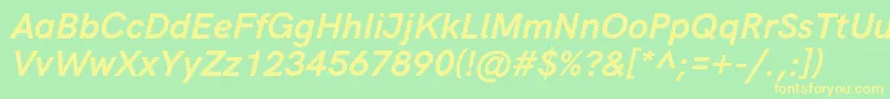 HkgroteskBolditalic Font – Yellow Fonts on Green Background