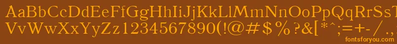 フォントAntiqua110n – オレンジ色の文字が茶色の背景にあります。