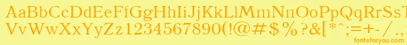 フォントAntiqua110n – オレンジの文字が黄色の背景にあります。