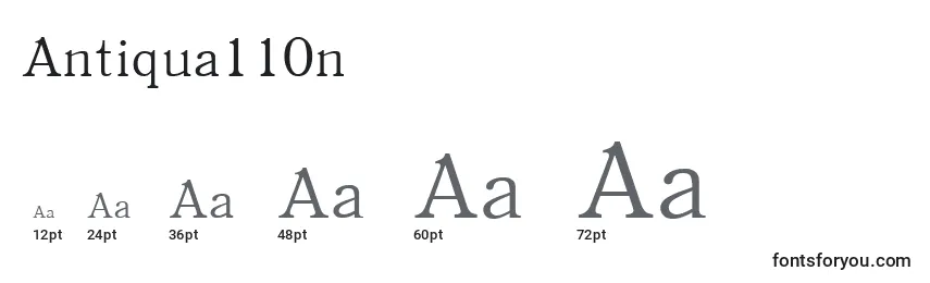 Размеры шрифта Antiqua110n
