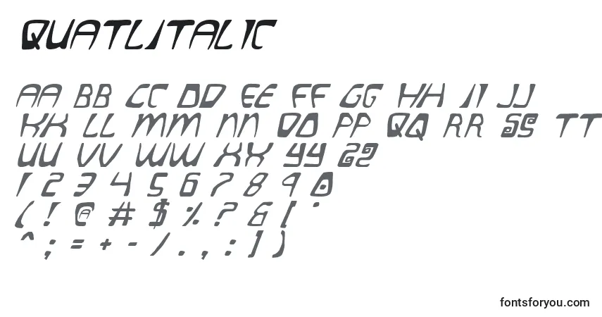 Шрифт QuatlItalic – алфавит, цифры, специальные символы