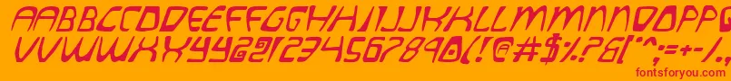 QuatlItalic-Schriftart – Rote Schriften auf orangefarbenem Hintergrund