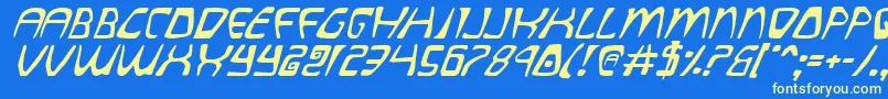 QuatlItalic Font – Yellow Fonts on Blue Background