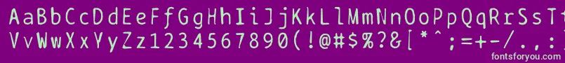 Шрифт Bptypewritedamaged – зелёные шрифты на фиолетовом фоне