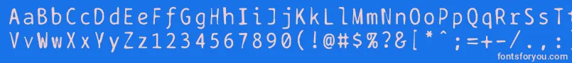 Czcionka Bptypewritedamaged – różowe czcionki na niebieskim tle