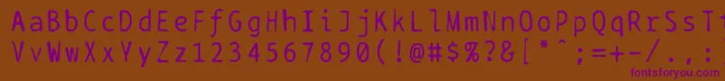 Fonte Bptypewritedamaged – fontes roxas em um fundo marrom