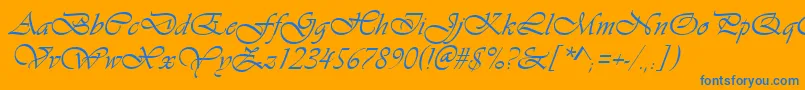 VivaldiРљСѓСЂСЃРёРІ-Schriftart – Blaue Schriften auf orangefarbenem Hintergrund