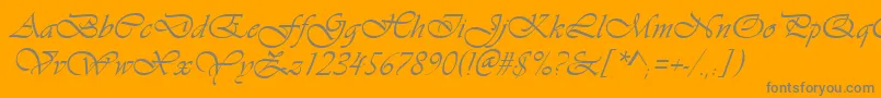 VivaldiРљСѓСЂСЃРёРІ-Schriftart – Graue Schriften auf orangefarbenem Hintergrund