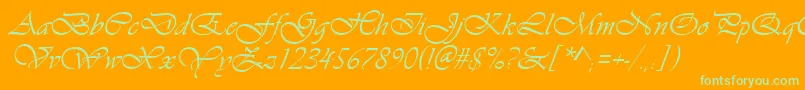 VivaldiРљСѓСЂСЃРёРІ-Schriftart – Grüne Schriften auf orangefarbenem Hintergrund