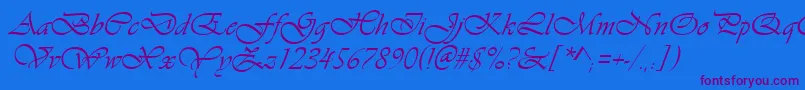 VivaldiРљСѓСЂСЃРёРІ-Schriftart – Violette Schriften auf blauem Hintergrund