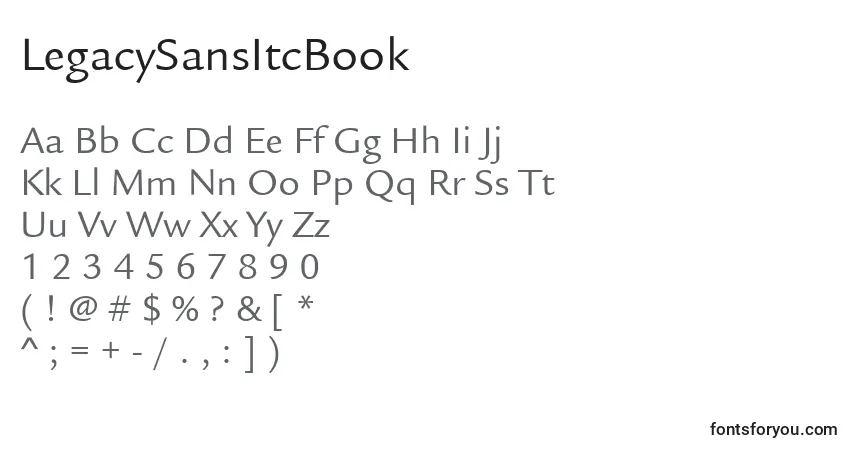 A fonte LegacySansItcBook – alfabeto, números, caracteres especiais