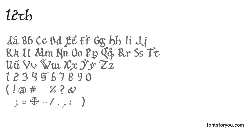 Schriftart 12th – Alphabet, Zahlen, spezielle Symbole