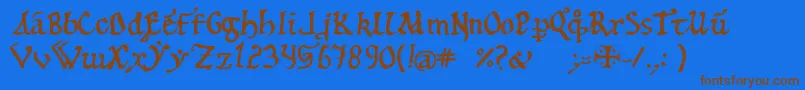 12th-Schriftart – Braune Schriften auf blauem Hintergrund