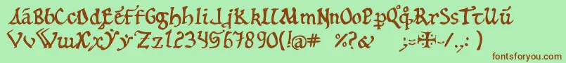 フォント12th – 緑の背景に茶色のフォント