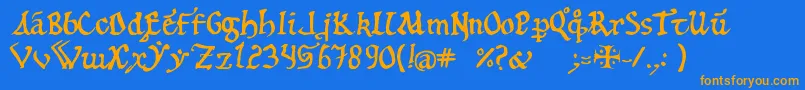 12th Font – Orange Fonts on Blue Background