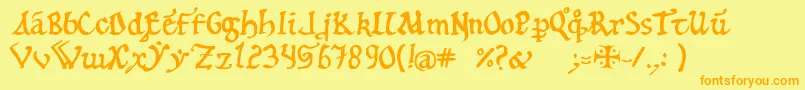 フォント12th – オレンジの文字が黄色の背景にあります。