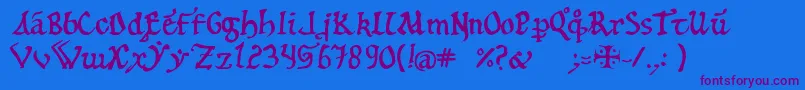 12th Font – Purple Fonts on Blue Background