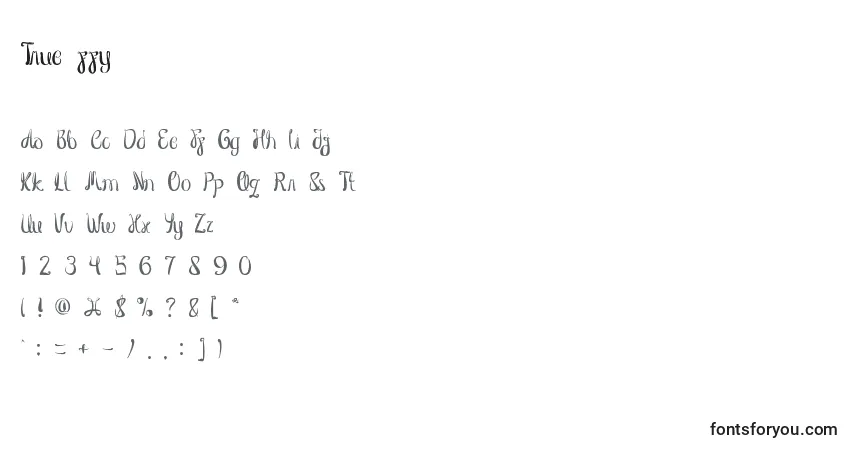 Schriftart True ffy – Alphabet, Zahlen, spezielle Symbole
