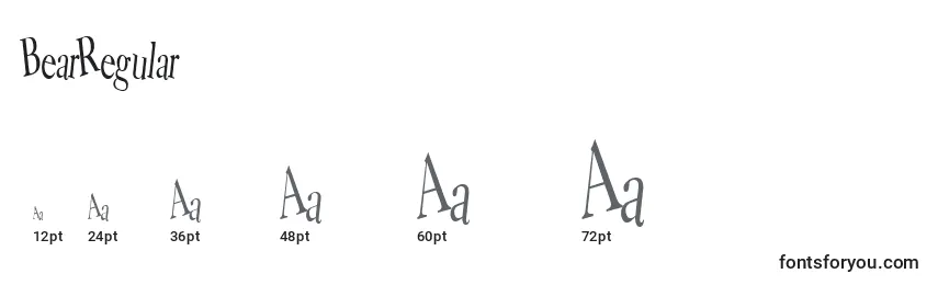 BearRegular Font Sizes