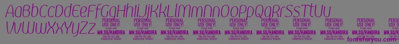 フォントKandiraXligitPersonalUse – 紫色のフォント、灰色の背景
